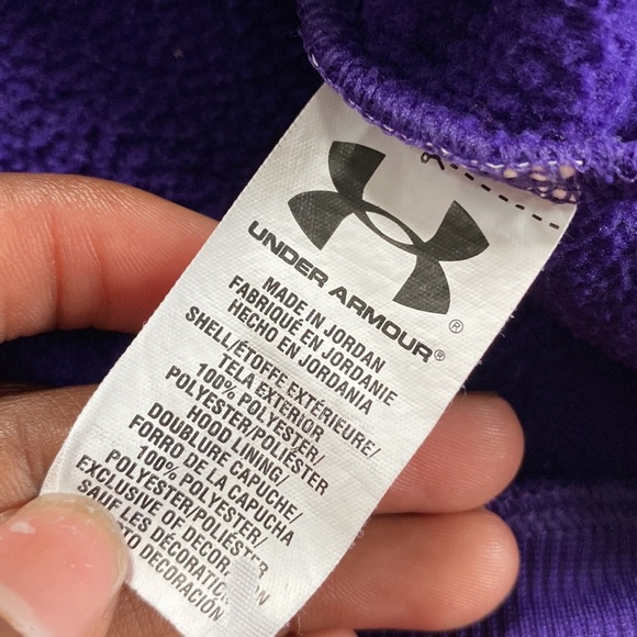 Under Armour Semi-Fitted Cold Gear Purple Logo Hoodie SIZE S - Picture 5 of 6